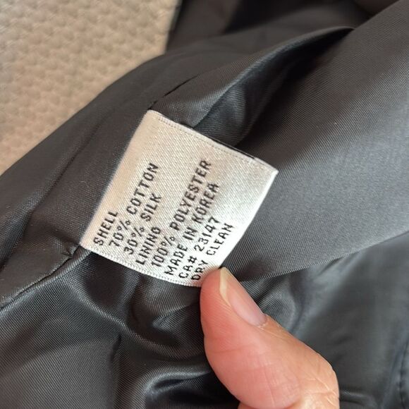 Talbots vintage women’s silk blend silver Textured Jacket mandarin collar size 6 - Picture 7 of 10